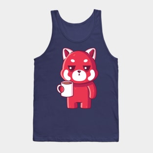 Cute red panda drinking coffee Tank Top